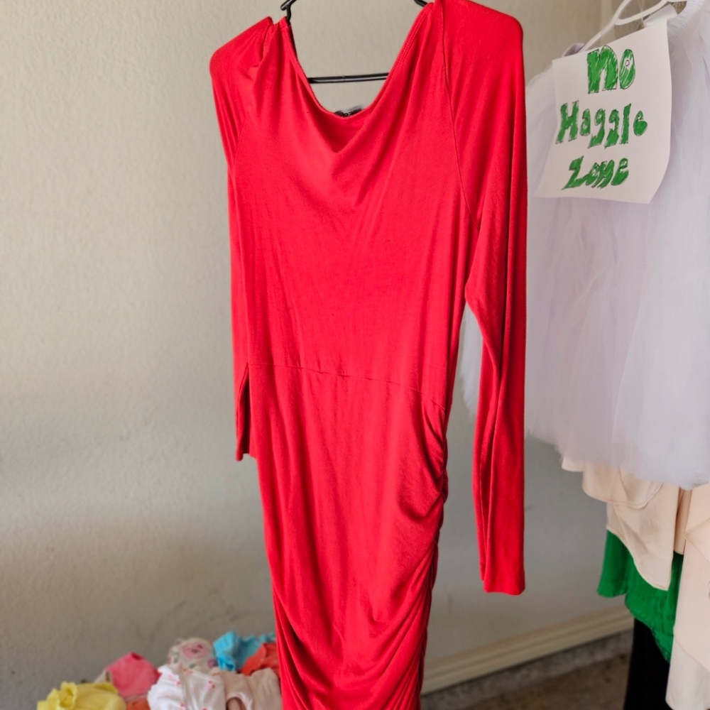 Express Fitted Red Dress w/ Ruching